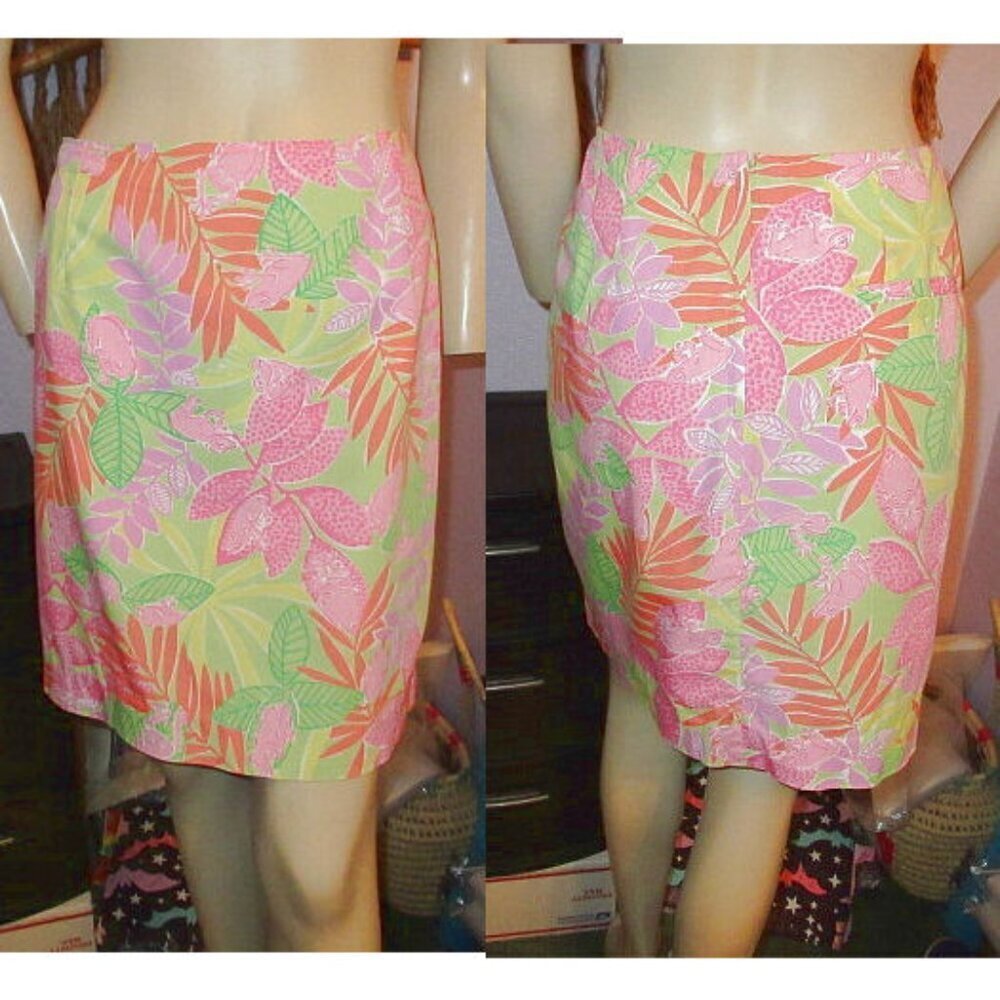 Vtg Lilly Pulitzer Skirt Size 10 Rainforest Frogs Bottoms Up Pocket Cotton Lined